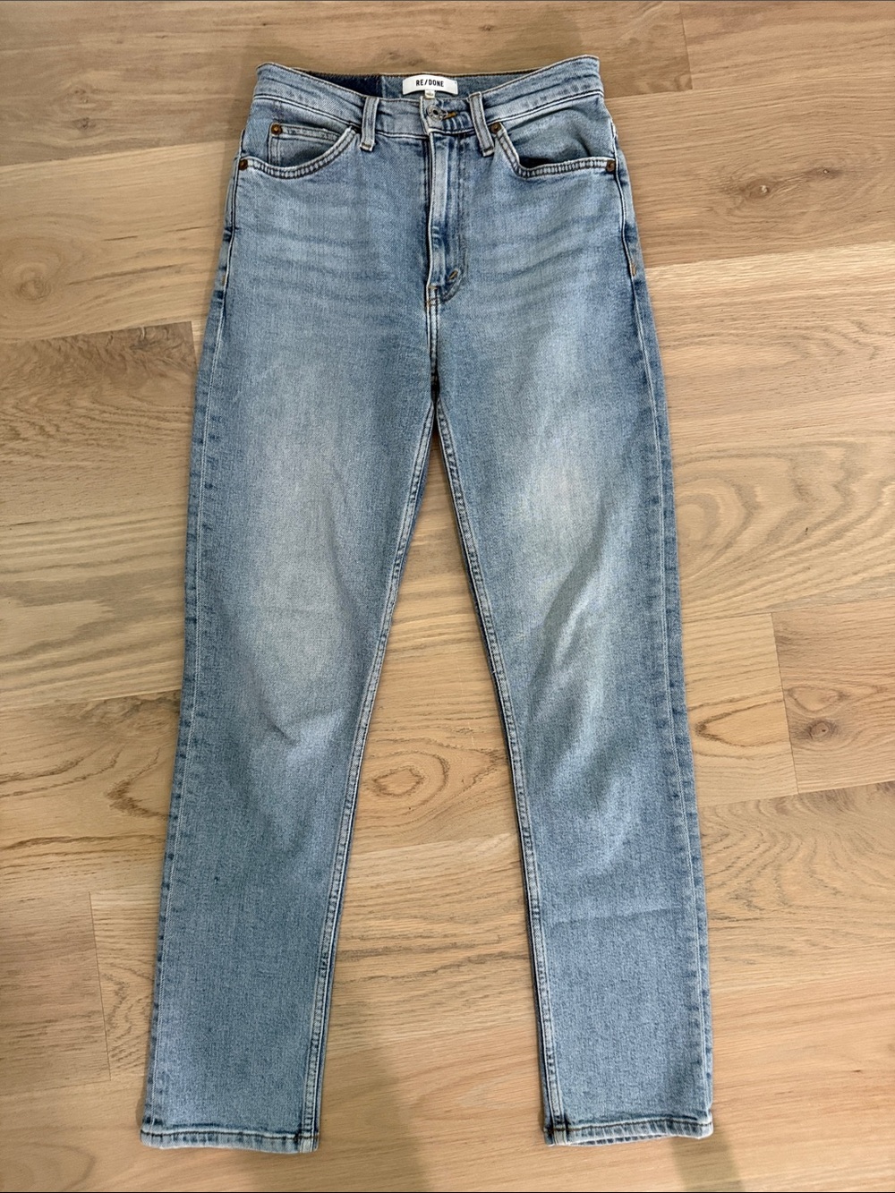RE/DONE Mid 90s High Rise Skinny Straight Jeans Light Wash Size 26